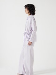 Hush Purple 100% Cotton Poplin Stripe Trousers Pyjamas Set - Image 4 of 6