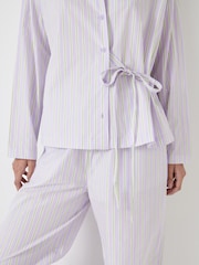 Hush Purple 100% Cotton Poplin Stripe Trousers Pyjamas Set - Image 5 of 6