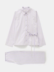 Hush Purple 100% Cotton Poplin Stripe Trousers Pyjamas Set - Image 6 of 6