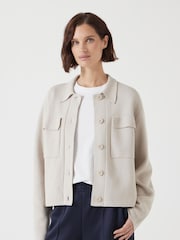 Hush Cream Knitted Button Through Shirt Jacket - Image 1 of 5