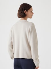 Hush Cream Knitted Button Through Shirt Jacket - Image 3 of 5