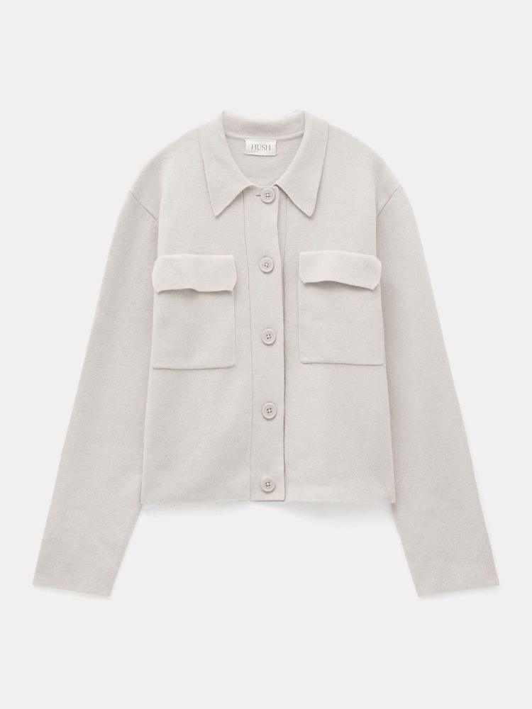 Hush Cream Knitted Button Through Shirt Jacket - Image 5 of 5