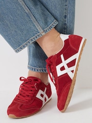 Hush Red Suede Slimline Retro Trainers - Image 2 of 5