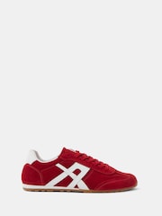 Hush Red Suede Slimline Retro Trainers - Image 3 of 5