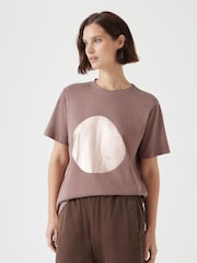 Hush Pink Metallic Print Oversized Graphic 100% Cotton T-Shirt - Image 1 of 6