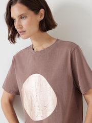 Hush Pink Metallic Print Oversized Graphic 100% Cotton T-Shirt - Image 4 of 6