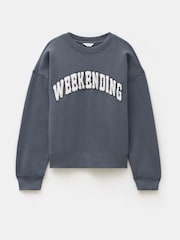 رمادي - Hush 100% Cotton Weekending Graphic Sweatshirt - صورة 5 من 5