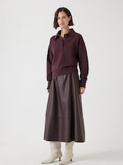 Hush Purple 100% Cotton Cropped Polo Sweatshirt - Image 2 of 5