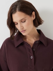 Hush Purple 100% Cotton Cropped Polo Sweatshirt - Image 4 of 5