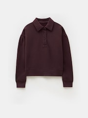 Hush Purple 100% Cotton Cropped Polo Sweatshirt - Image 5 of 5
