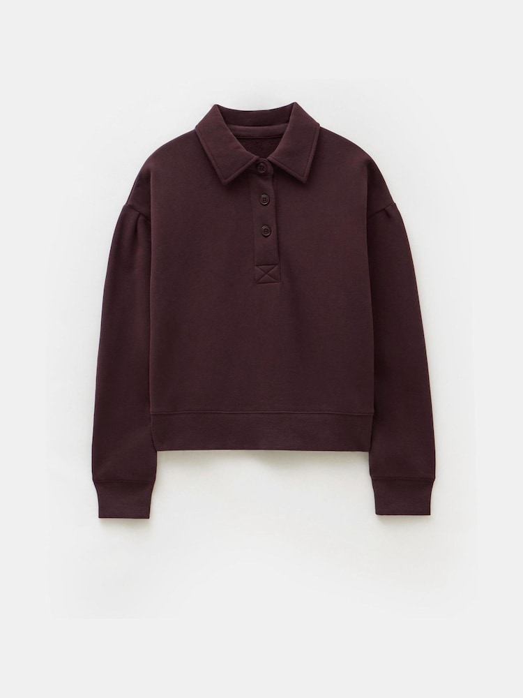 Hush Purple 100% Cotton Cropped Polo Sweatshirt - Image 5 of 5