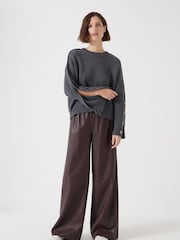 Hush Grey Popper Sleeve Crew Knitted Jumper - Image 2 of 6