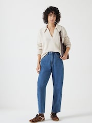 Hush Cream Knitted 100% Cotton Collar Jumper With Pocket - Image 2 of 5