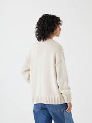 Hush Cream Knitted 100% Cotton Collar Jumper With Pocket - Image 3 of 5