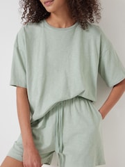 Hush Green 100% Cotton Darian Jersey Short Pyjama Set - Image 2 of 5