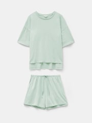 Hush Green 100% Cotton Darian Jersey Short Pyjama Set - Image 5 of 5