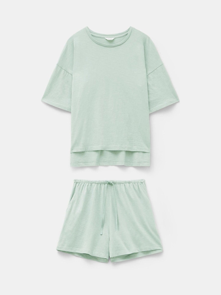 Hush Green 100% Cotton Darian Jersey Short Pyjama Set - Image 5 of 5