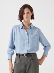 Hush Blue Long Sleeve Relaxed Shirt - Image 1 of 5