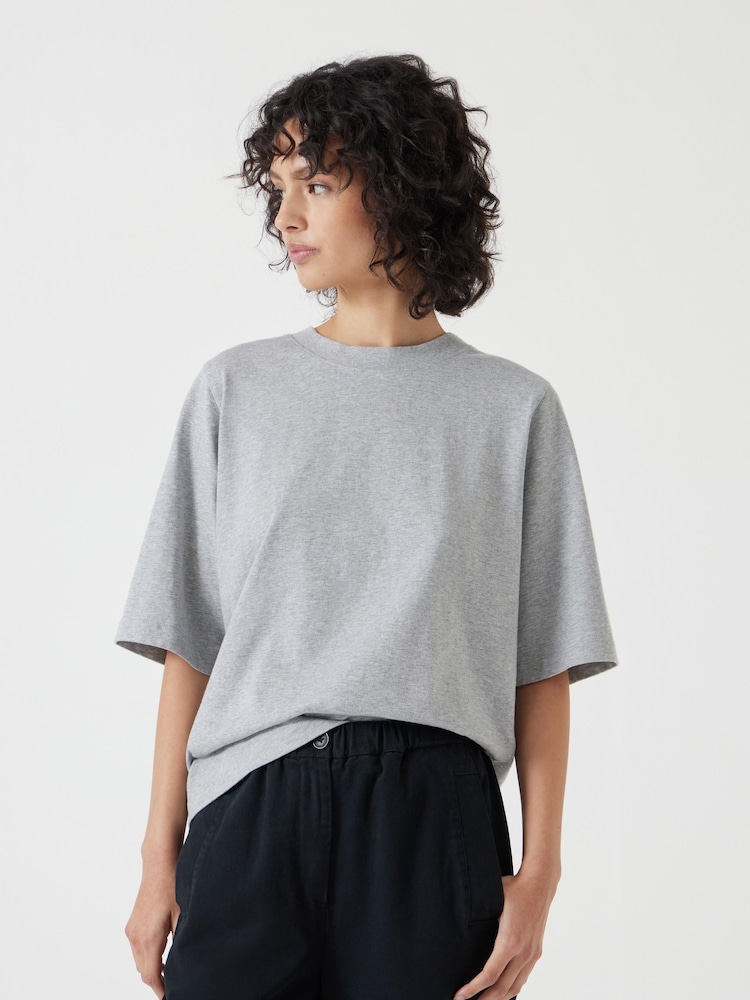 Hush Grey Romina Heavyweight 100% Cotton T-Shirt - Image 1 of 5