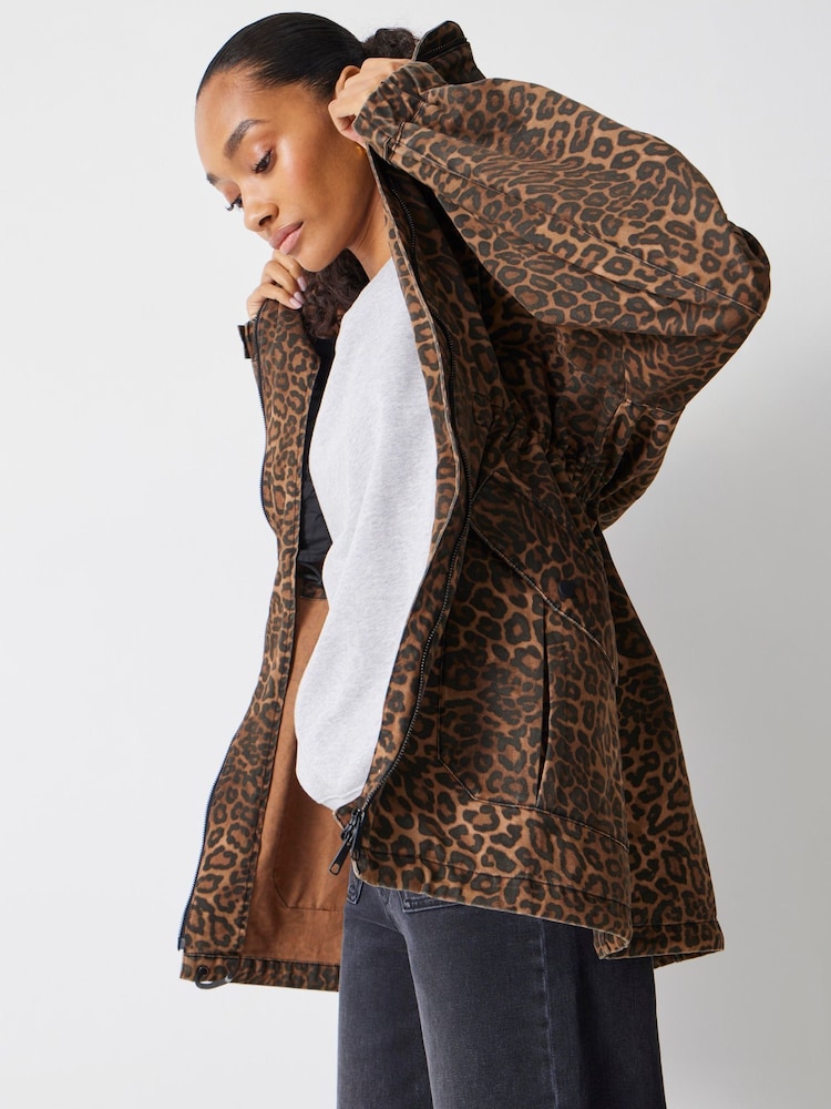 Hush Animal Print 100% Cotton Utility Parka Jacket - Image 1 of 7