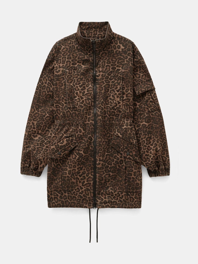Hush Animal Print 100% Cotton Utility Parka Jacket - Image 7 of 7