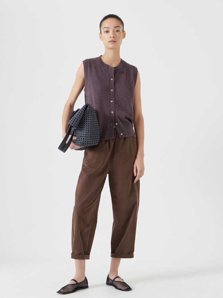 Hush Brown 100% Cotton Textured Button Through Tank Top - Image 2 of 5