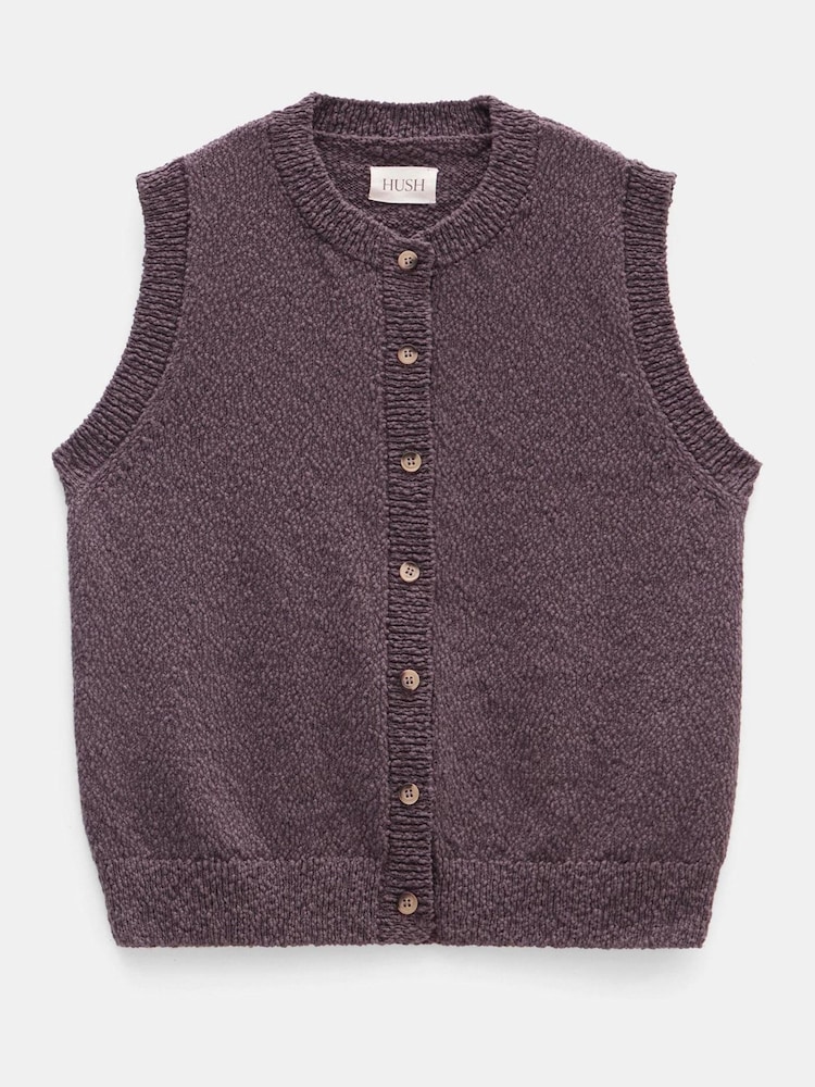 Hush Brown 100% Cotton Textured Button Through Tank Top - Image 5 of 5