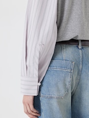 Hush Grey 100% Cotton Woven Mix Long Sleeve T-Shirt - Image 4 of 5