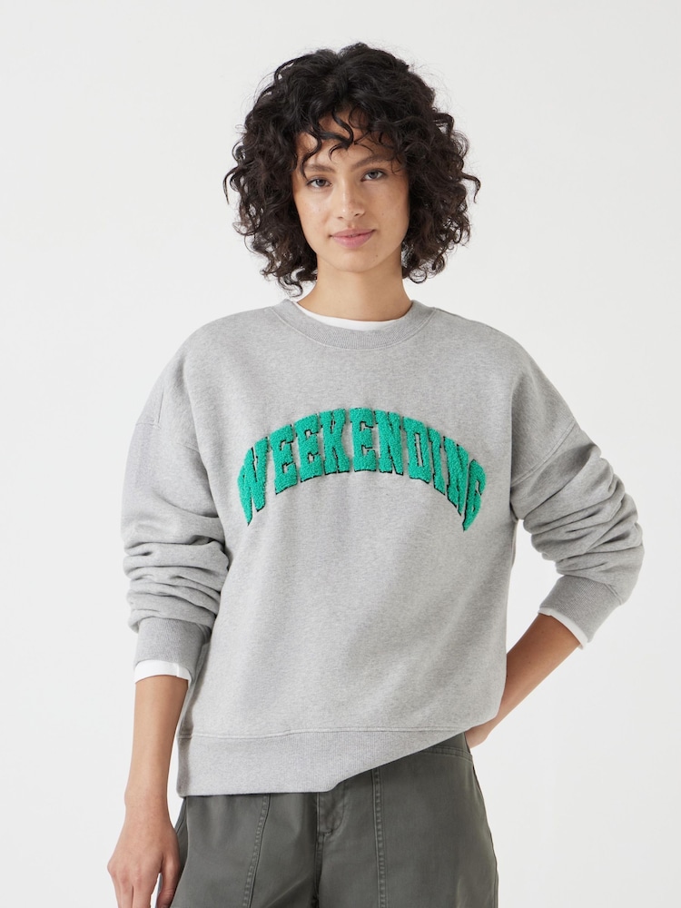 رمادي فاتح - Hush 100% Cotton Weekending Graphic Sweatshirt - صورة 1 من 5
