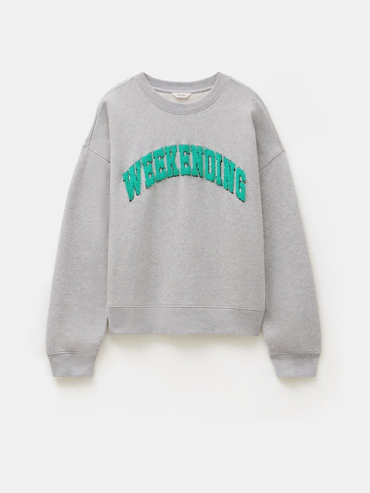رمادي فاتح - Hush 100% Cotton Weekending Graphic Sweatshirt - صورة 5 من 5