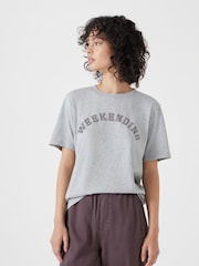 Hush Grey 100% Cotton Weekending Graphic T-Shirt - Image 1 of 5