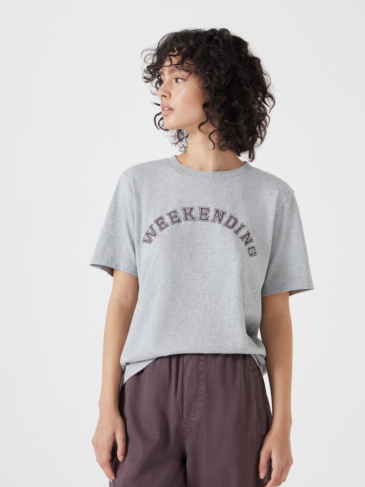 Hush Grey 100% Cotton Weekending Graphic T-Shirt - Image 1 of 5