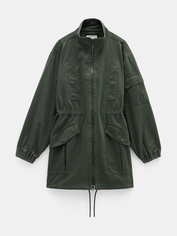 Hush Green 100% Cotton Utility Parka Jacket - Image 7 of 7