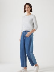 Hush Blue Two Tone Barrel Jeans - Image 1 of 5