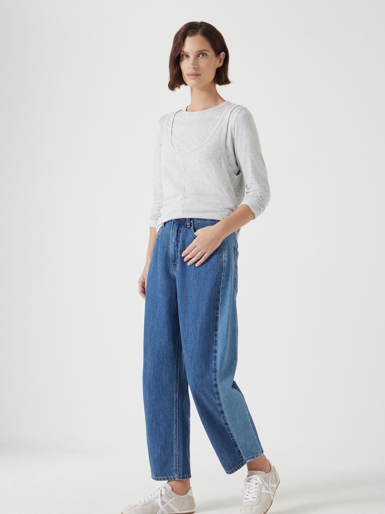 Hush Blue Two Tone Barrel Jeans - Image 1 of 5