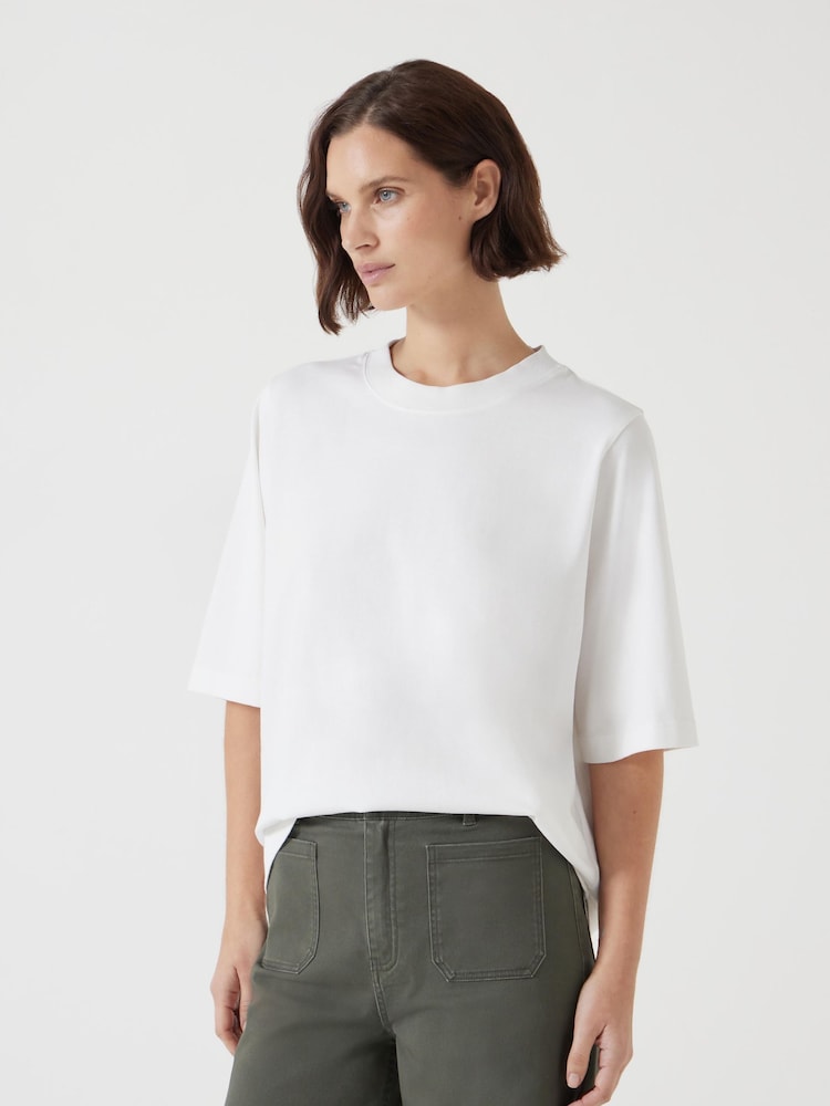 Hush White Romina Heavyweight 100% Cotton T-Shirt - Image 1 of 5