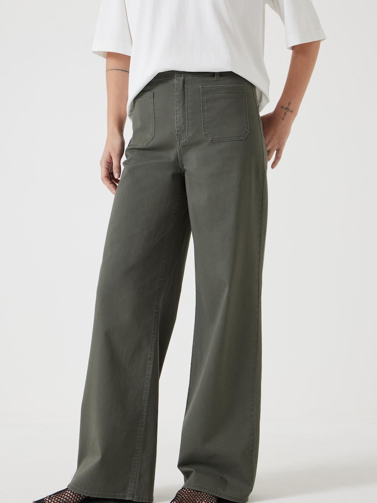Hush Green 100% Cotton Rowan Flared Trousers - Image 2 of 5