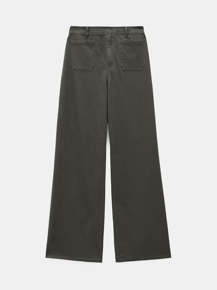 Hush Green 100% Cotton Rowan Flared Trousers - Image 5 of 5