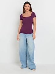 Long Tall Sally Red Square Neck T-Shirts 2 Pack - Image 4 of 8