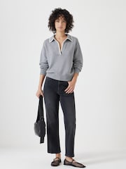 Hush Grey Whipstitch Collar 100% Cotton Jumper - Image 2 of 5