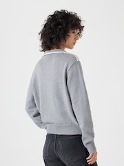 Hush Grey Whipstitch Collar 100% Cotton Jumper - Image 3 of 5