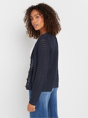 modra - M&Co Button Crochet Cardigan - Slika 3 iz 5