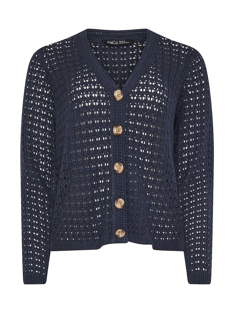 modra - M&Co Button Crochet Cardigan - Slika 5 iz 5