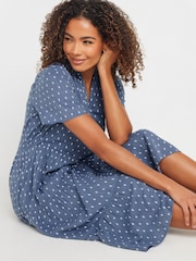 M&Co Blue Dobby Tiered 100% Cotton Dress - Image 4 of 4