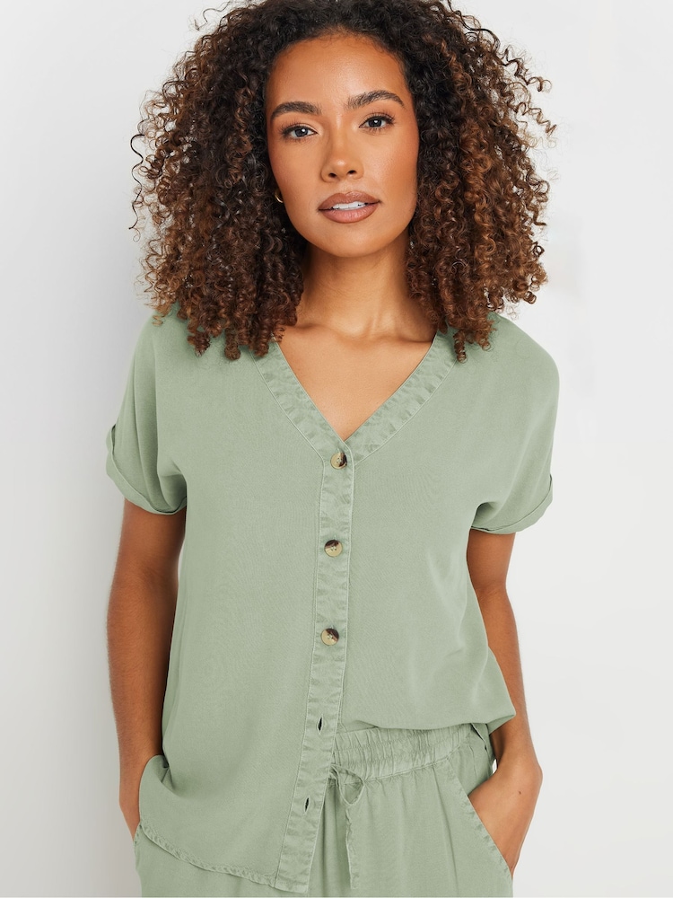 M&Co Green Acid Wash Button Through Blouse - Image 4 of 5