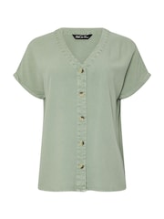 M&Co Green Acid Wash Button Through Blouse - Image 5 of 5