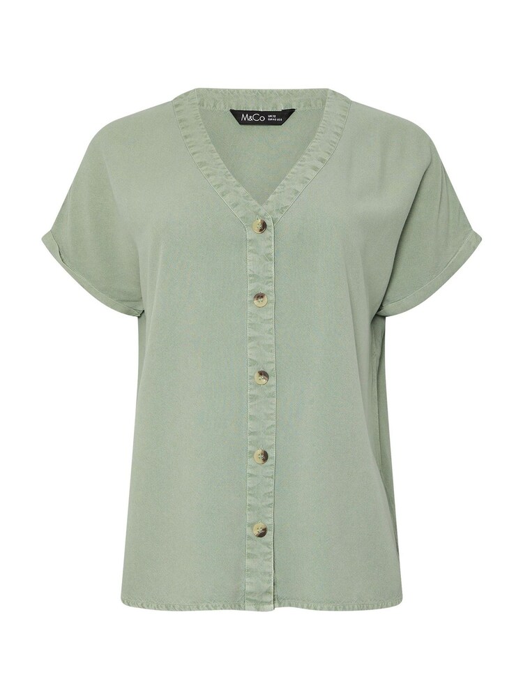 M&Co Green Acid Wash Button Through Blouse - Image 5 of 5 M&Co Green Acid Wash Button Through Blouse - Image 5 of 5