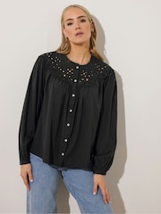 Long Tall Sally Black Broidery Bib Blouse - Image 2 of 6