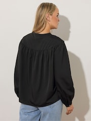 Long Tall Sally Black Broidery Bib Blouse - Image 4 of 6