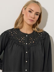 Long Tall Sally Black Broidery Bib Blouse - Image 5 of 6